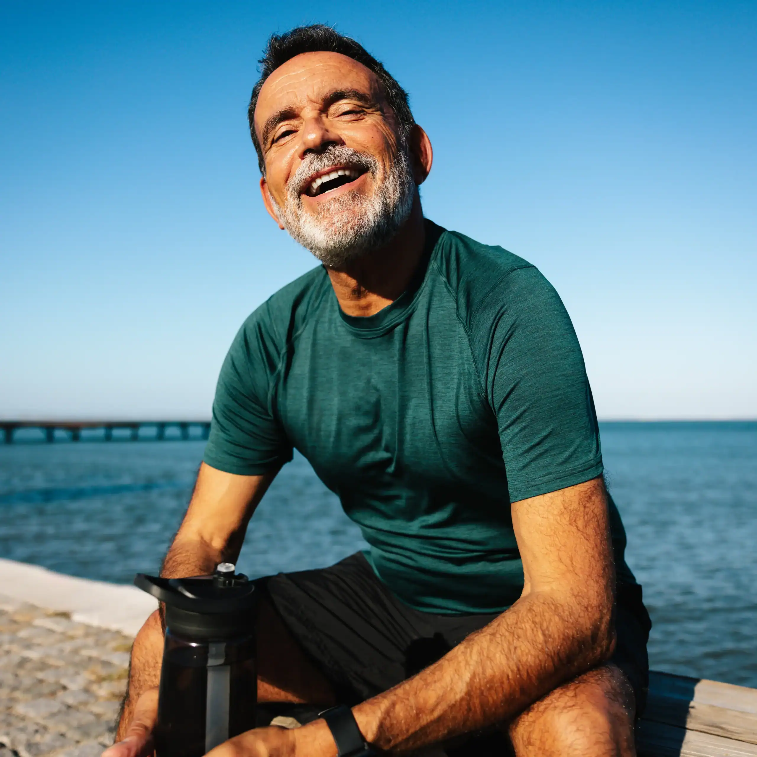 Middle aged man at the dock