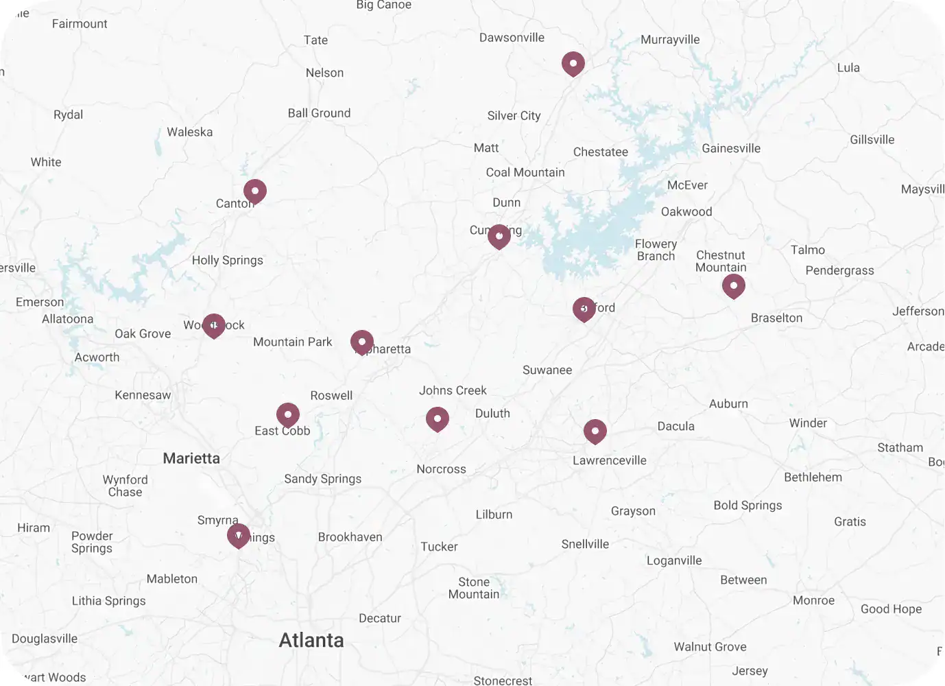 Map of 11 locations for Goodman Dermatology