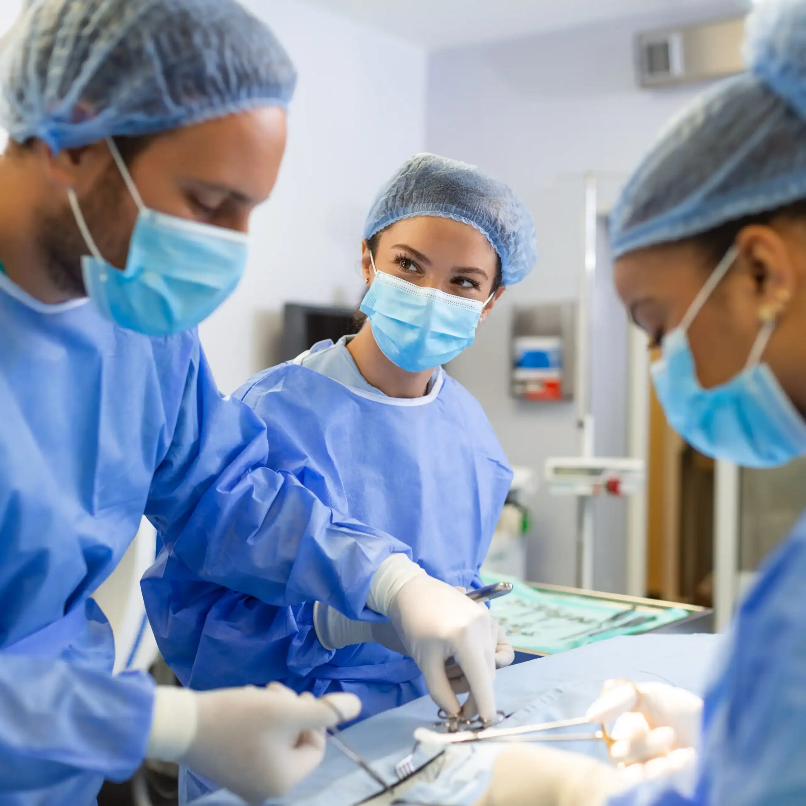 Surgery team working together