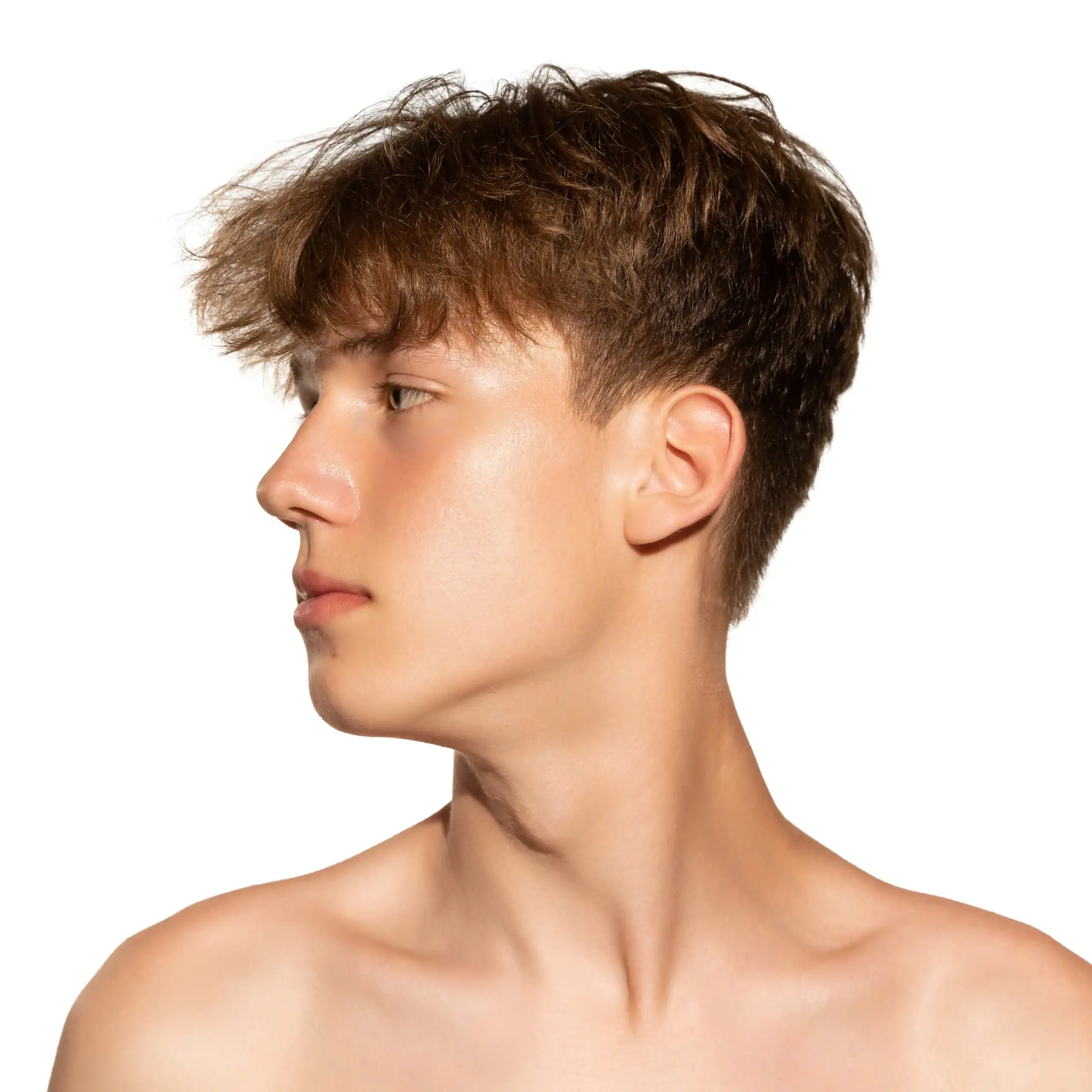 Young male teen seen from the side